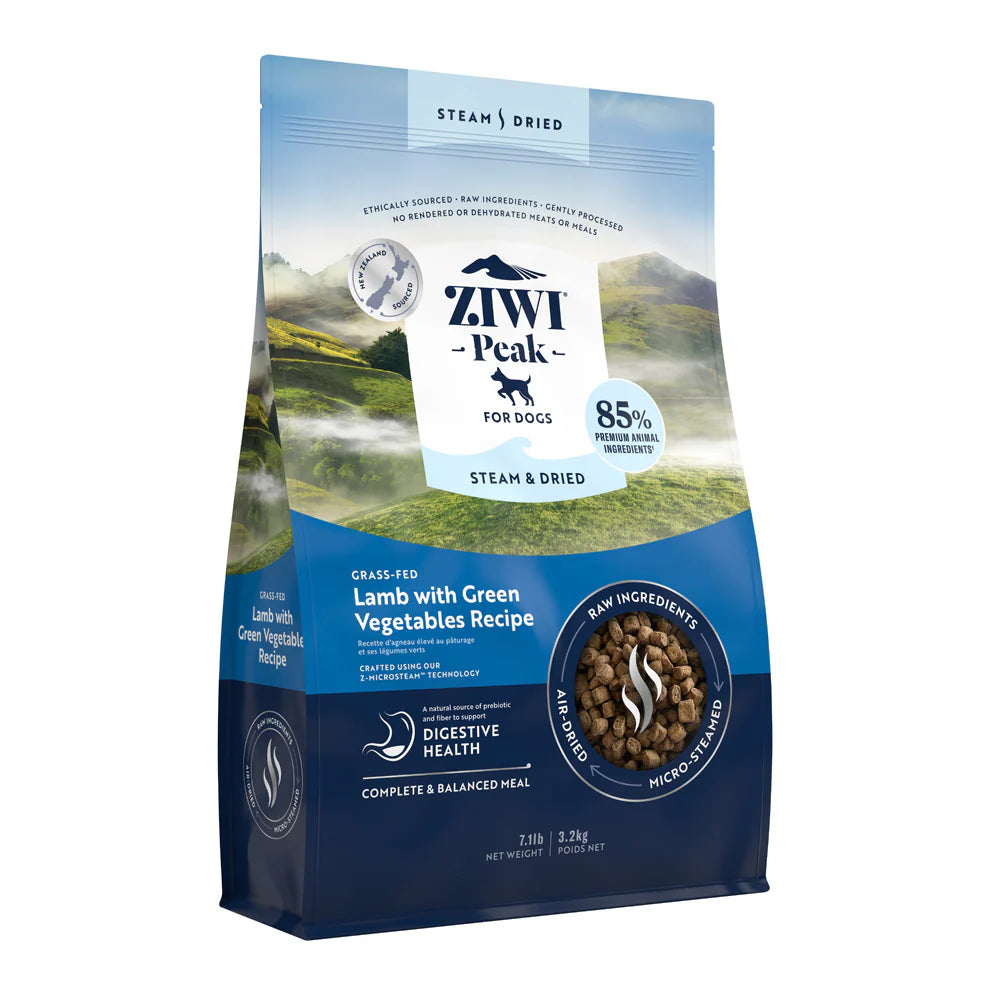 Ziwi Peak Steam & Dried Grass-fed Lamb with Green Vegetables Dog Food