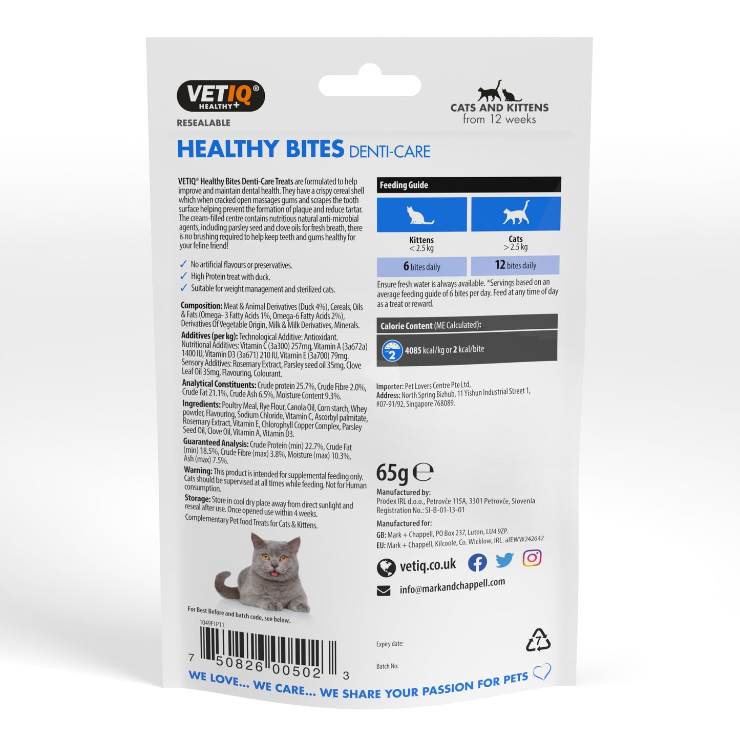 Vet IQ Healthy Bites Denti-Care For Cats & Kittens 65g