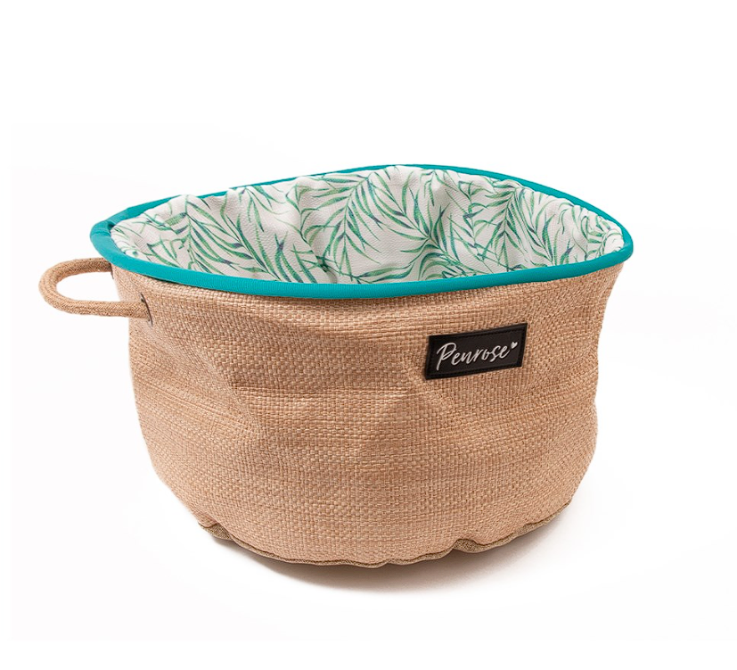 Penrose Cat Woven Basket with Botanical Print 42cm