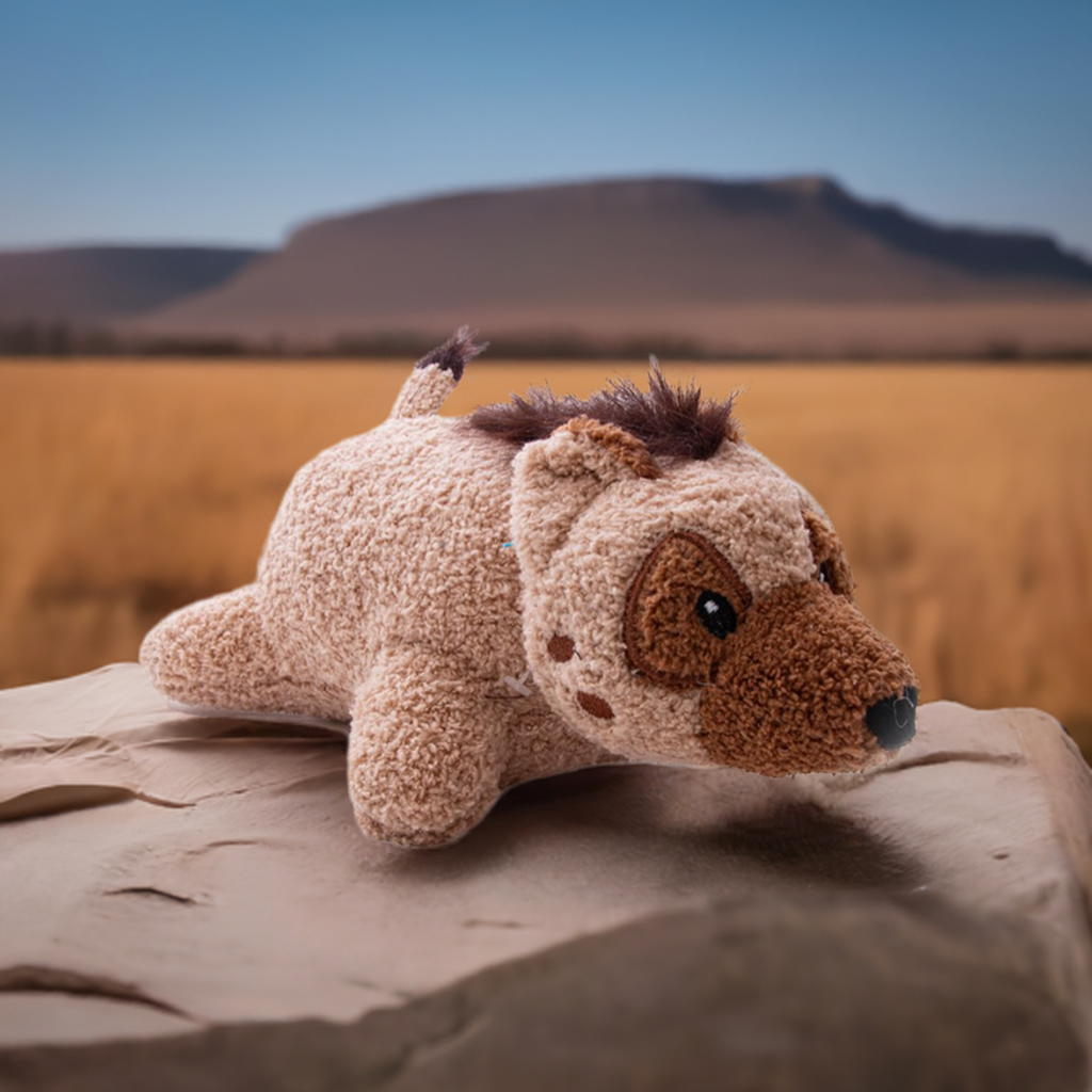 Great & Small Stay Wild Hyena Cuddle & Play Soft Dog Toy