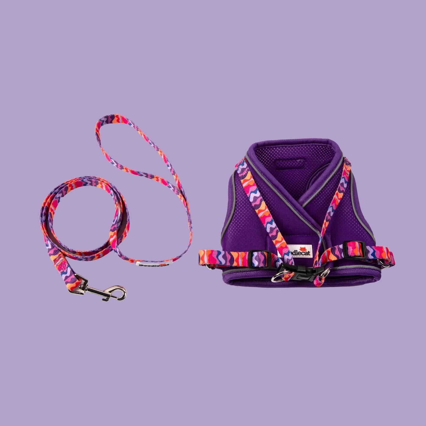 Doodlecat Cat Harness & Lead Set - Violet & Dunes