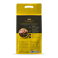 Yellow and black AATU pet food packaging with text and a bowl of food illustration.