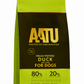 AATU duck dry food 10kg package for dogs on a white background