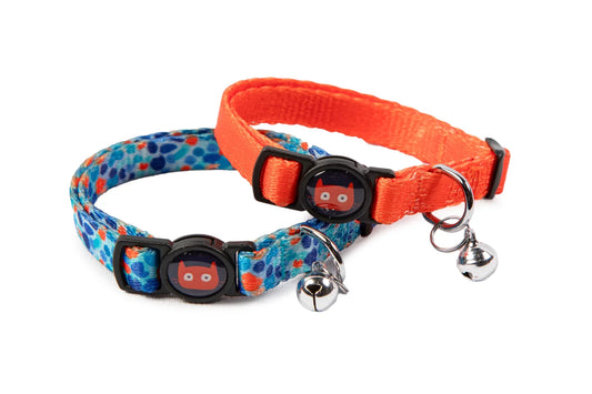 DoodleCat Cat Collar Duo Set - Tangerine & Reef
