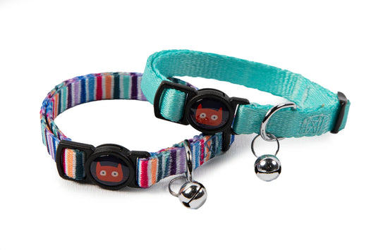 DoodleCat Cat Collar Duo Set - Mint & Stripes